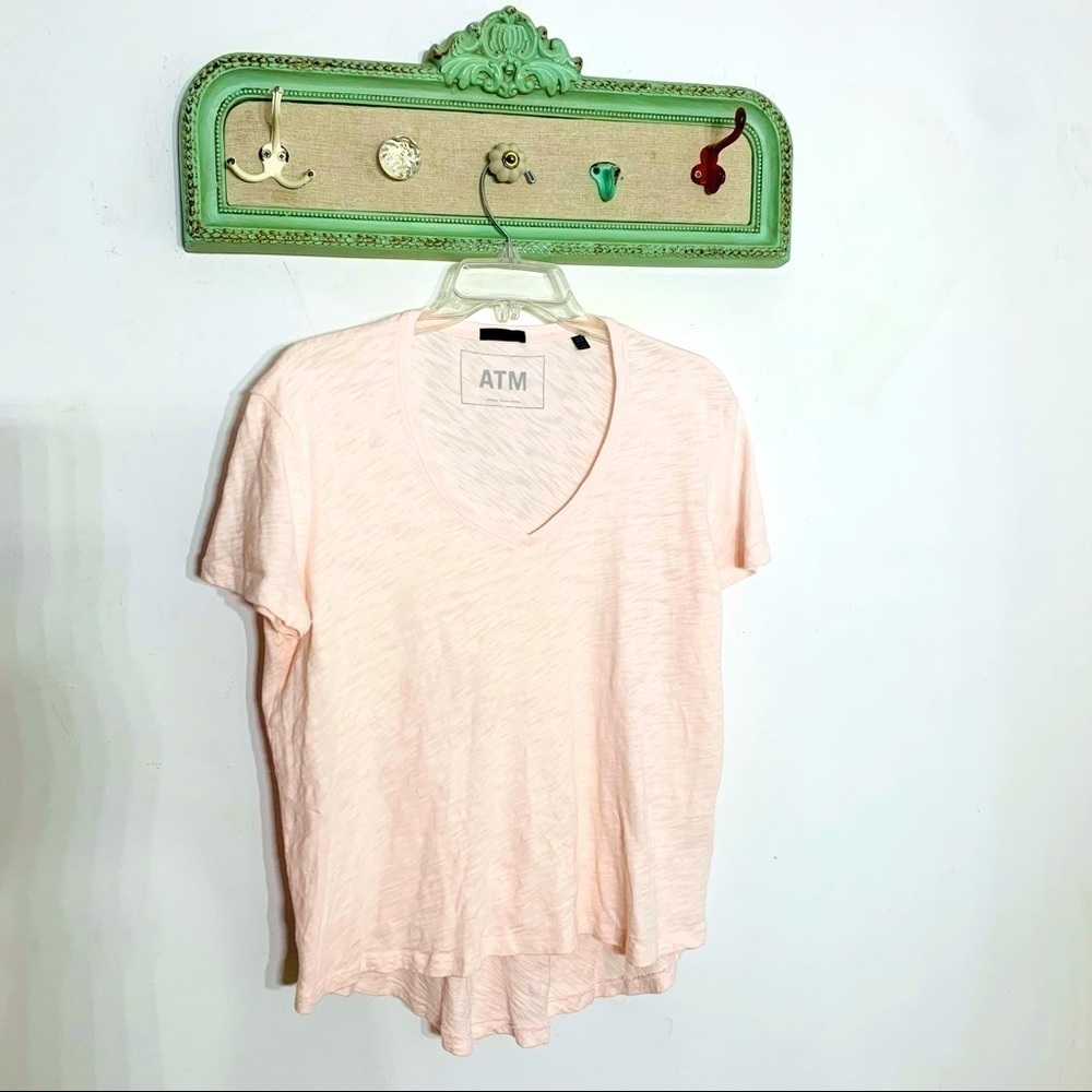 ATM Oversized V-neck short sleeve T-shirt burn out cotton woman’s xs tee